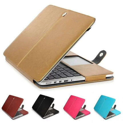 Elegant Leather Laptop Folio Case for MacBook Air/Pro - Protective Sleeve for 11-16 Inch Devices - Très Elite