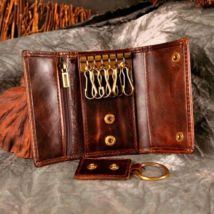 Elegant Leather Men's Multifunctional Wallet Set with Key Organizer and Remote Holder - Très Elite