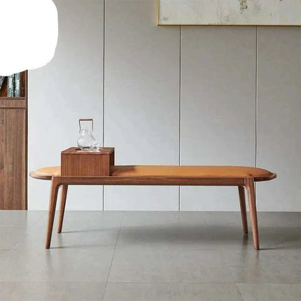 Elegant Leather-Upholstered Solid Wood Bench with Hidden Shoe Storage - Très Elite