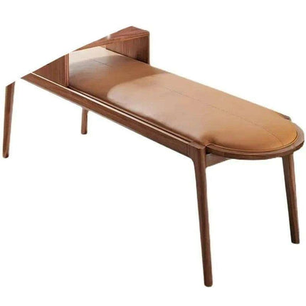 Elegant Leather-Upholstered Solid Wood Bench with Hidden Shoe Storage - Très Elite