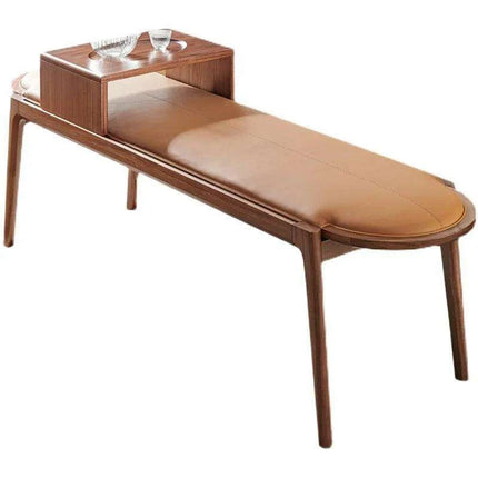 Elegant Leather-Upholstered Solid Wood Bench with Hidden Shoe Storage - Très Elite