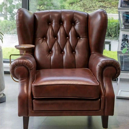 Elegant Leather Wingback Chair for Modern Living Areas - Très Elite