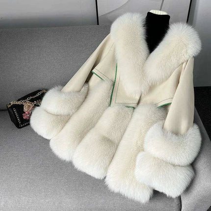 Elegant Leather and Fox Fur Women's Winter Coat - Très Elite