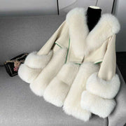 Elegant Leather and Fox Fur Women's Winter Coat- Très Elite