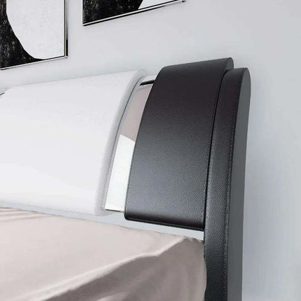 Elegant Leatherette Platform Bed with Customizable Headboard and Sturdy Support Slats - Très Elite