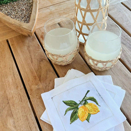 Elegant Lemon Lace Cocktail Napkin - Personalize Your Table with Style - Très Elite