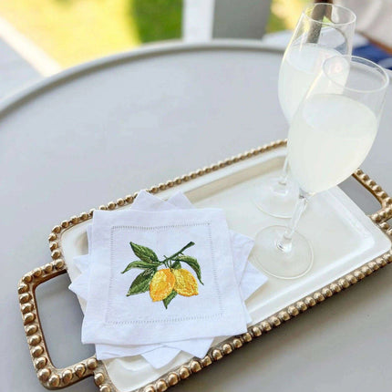 Elegant Lemon Lace Cocktail Napkin - Personalize Your Table with Style - Très Elite