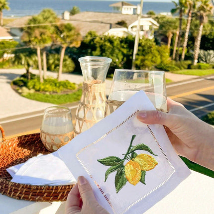 Elegant Lemon Lace Cocktail Napkin - Personalize Your Table with Style - Très Elite