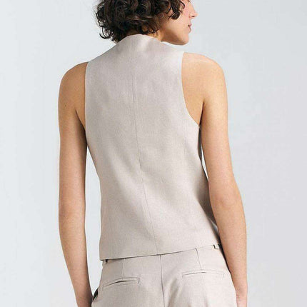 Elegant Linen Vest Sophisticated Gilet For Women Wardrobe - Très Elite