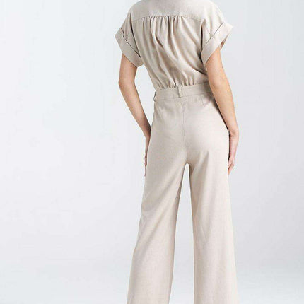 Elegant Linen Viscose Blend Jumpsuit Made In Europe - Très Elite