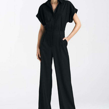 Elegant Linen Viscose Blend Jumpsuit Made In Europe