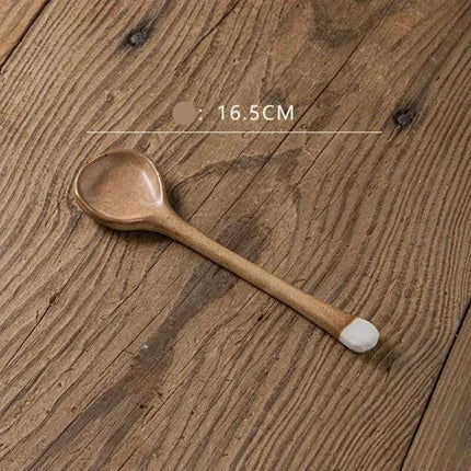Elegant Long-Handled Japanese Ceramic Spoon - Enhance Your Culinary Presentations - Très Elite