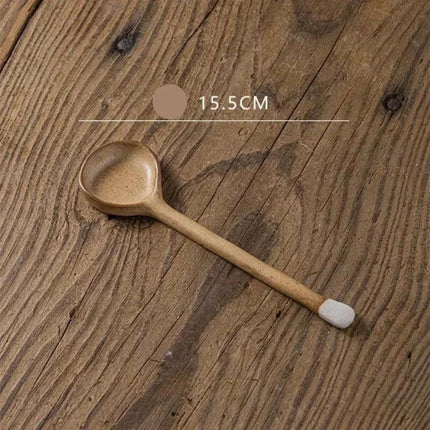 Elegant Long-Handled Japanese Ceramic Spoon - Enhance Your Culinary Presentations - Très Elite