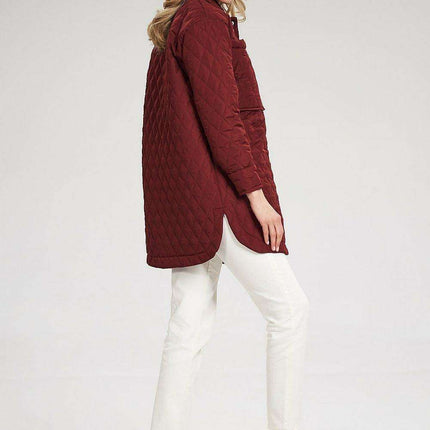 Elegant Long Quilted Coat with Stylish Side Slits and Snap Closure Features - Très Elite