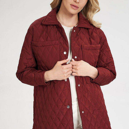 Elegant Long Quilted Coat with Stylish Side Slits and Snap Closure Features - Très Elite