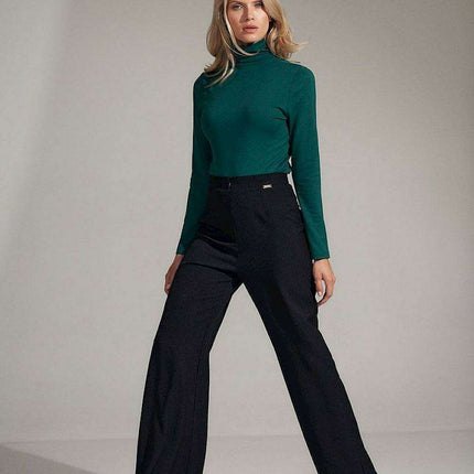Elegant Long Sleeve Black Turtleneck Blouse - Très Elite