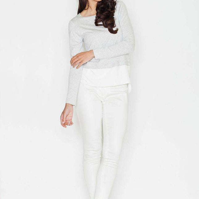 Elegant Long Sleeve Blouse with Vibrant Trim