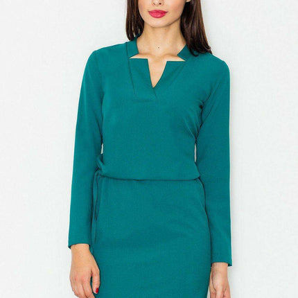 Elegant Long-Sleeve Daydress with Customizable Waist Tie - Très Elite