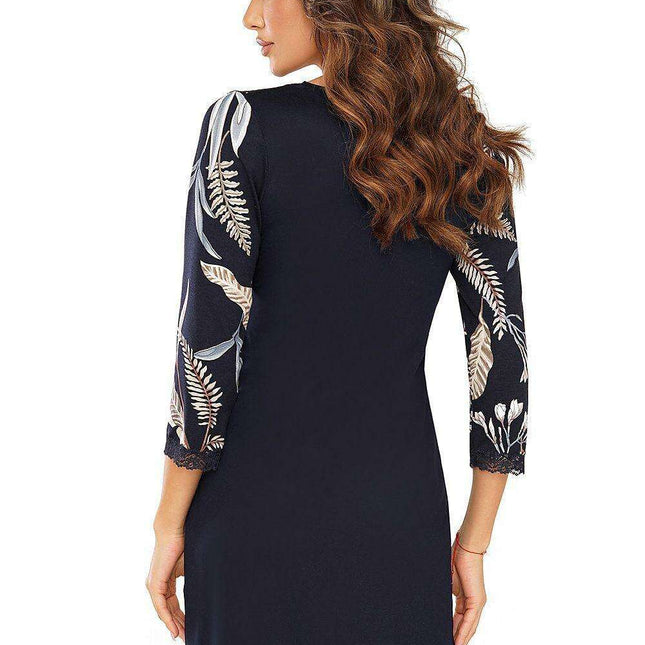 Elegant Long Sleeve Floral Lace Nightgown for Women