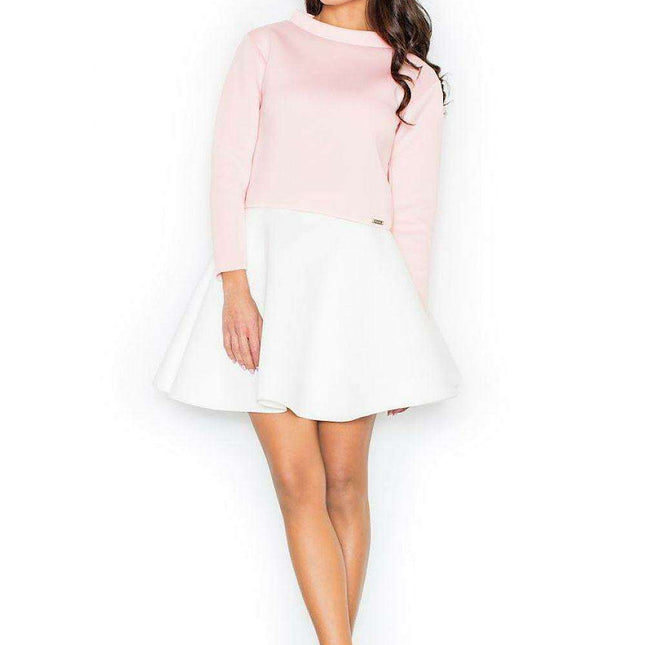 Elegant Long Sleeve Neoprene Blouse with Unique Half-Golf Neckline