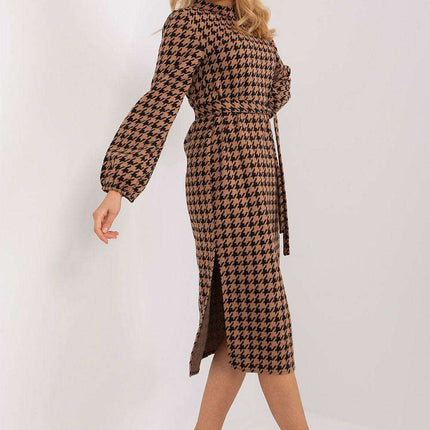 Elegant Long Sleeve Peplite Dress with Adjustable Waist Tie - Très Elite