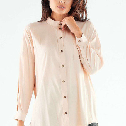 Elegant Long Sleeve Stand-Up Shirt for Men - Ideal for Business and Casual Wear