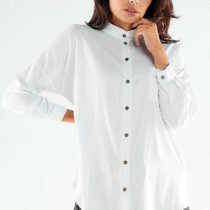 Elegant Long Sleeve Stand-Up Shirt for Men - Ideal for Business and Casual Wear