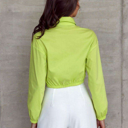Elegant Long Sleeve Waist-Defining Button-Up Shirt - Très Elite