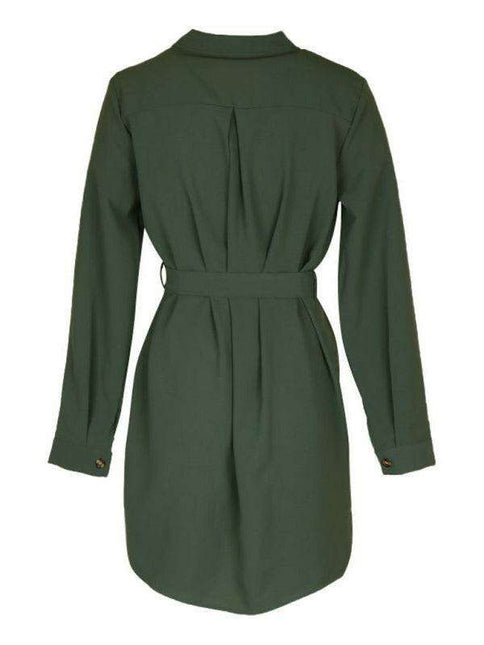 Elegant Long-Sleeved Solid Color Dress for Women