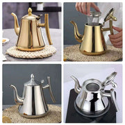 Elegant Long-Spout Stainless Steel Teapot for Perfectly Brewed Tea and Coffee - Très Elite