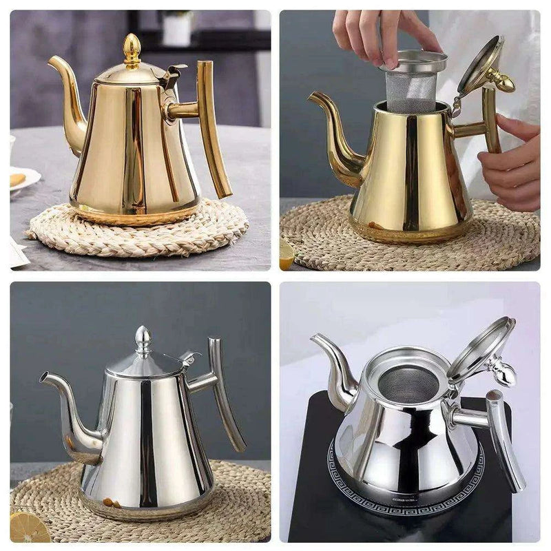 Elegant Long-Spout Stainless Steel Teapot for Perfectly Brewed Tea and Coffee - Très Elite