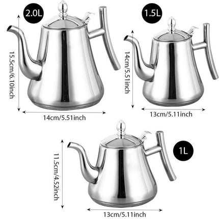 Elegant Long-Spout Stainless Steel Teapot for Perfectly Brewed Tea and Coffee - Très Elite