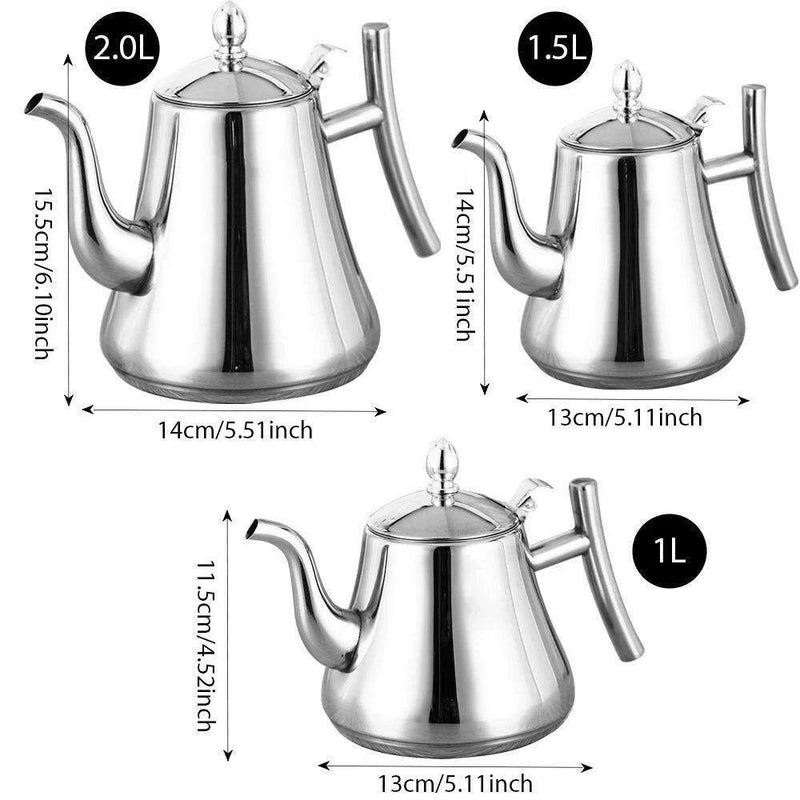 Elegant Long-Spout Stainless Steel Teapot for Perfectly Brewed Tea and Coffee - Très Elite