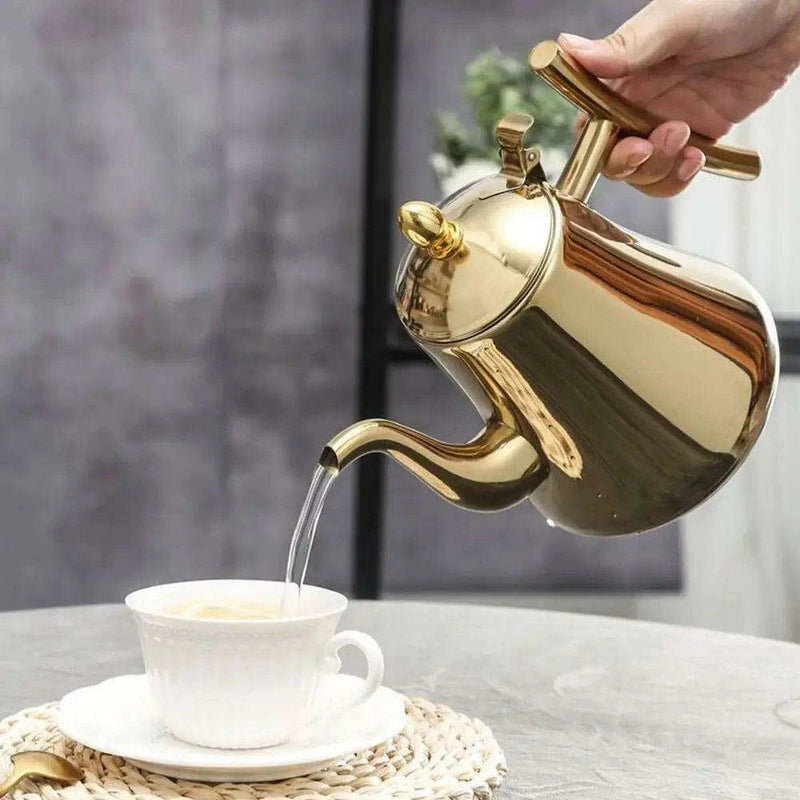 Elegant Long-Spout Stainless Steel Teapot for Perfectly Brewed Tea and Coffee - Très Elite