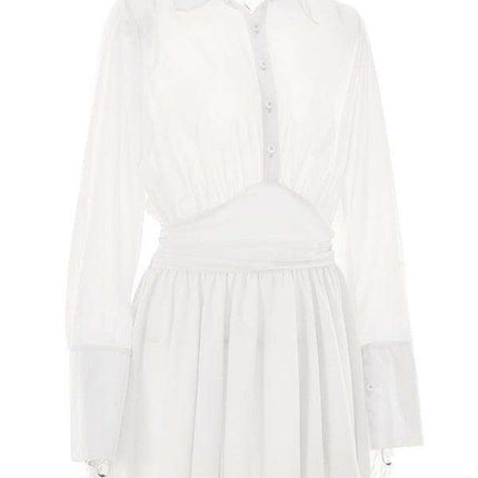 Elegant Lotus Leaf Lapel Dress for Fashion-Forward Women - Très Elite