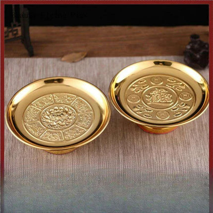 Elegant Lotus Metal Offering Dish for Spiritual Serenity and Home Decor - Très Elite