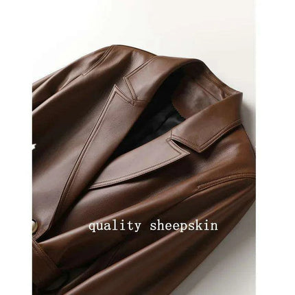 Elegant MIDI Cut Genuine Leather Jacket for Women - Flattering and Timeless Design - Très Elite
