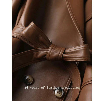 Elegant MIDI Cut Genuine Leather Jacket for Women - Flattering and Timeless Design - Très Elite