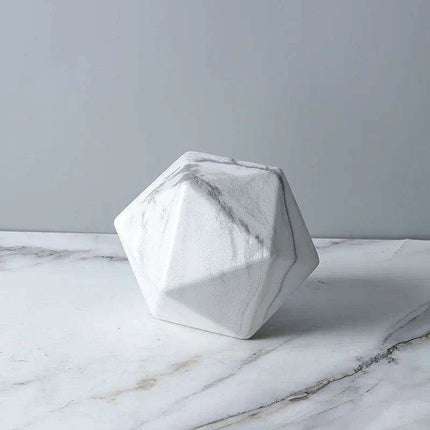 Elegant Marbled Ceramic Geometric Polyhedron Decorative Ball - Très Elite