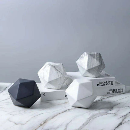 Elegant Marbled Ceramic Geometric Polyhedron Decorative Ball - Très Elite
