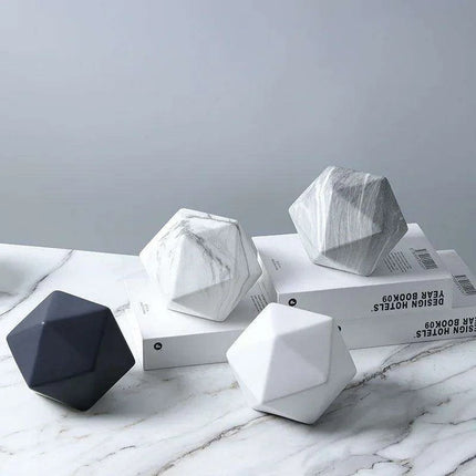 Elegant Marbled Ceramic Geometric Polyhedron Decorative Ball - Très Elite