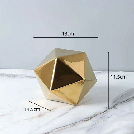 Elegant Marbled Ceramic Geometric Polyhedron Decorative Ball - Très Elite