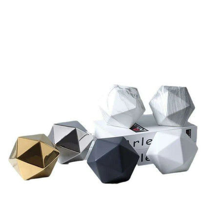 Elegant Marbled Ceramic Geometric Polyhedron Decorative Ball - Très Elite
