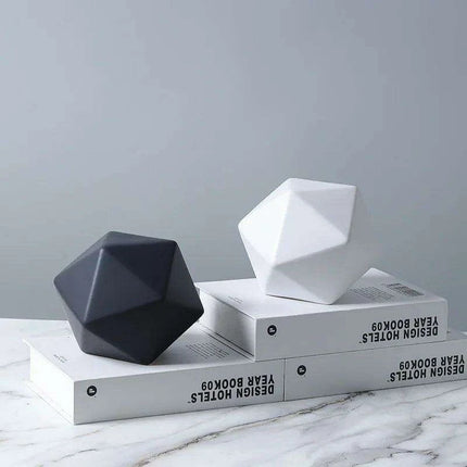 Elegant Marbled Ceramic Geometric Polyhedron Decorative Ball - Très Elite