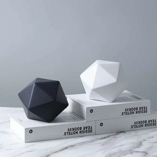 Elegant Marbled Ceramic Geometric Polyhedron Decorative Ball - Très Elite