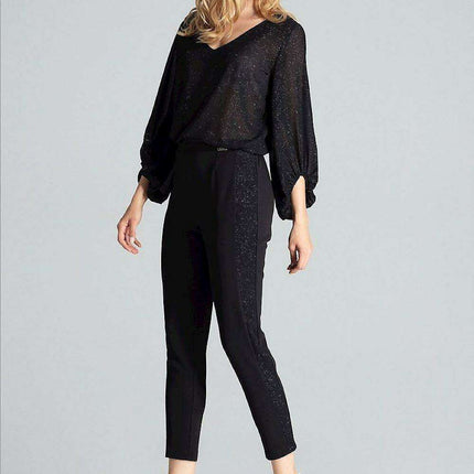 Elegant Maritime Striped Women's Elastic-Waist Trousers - Très Elite