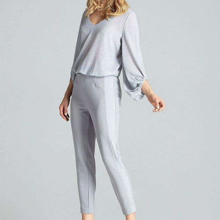 Elegant Maritime Striped Women's Elastic-Waist Trousers - Très Elite