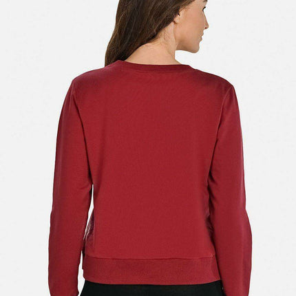 Elegant Maroon Women's Relaxed Fit Pullover Sweatshirt - Très Elite
