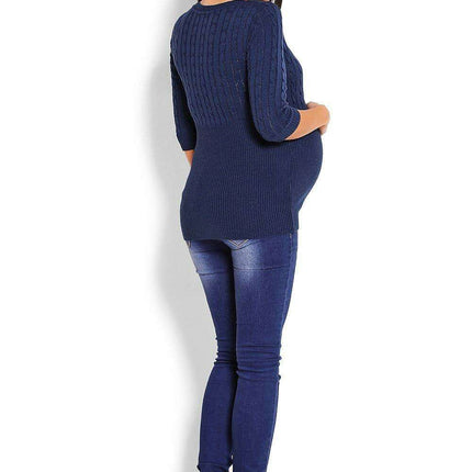 Elegant Maternity Knit Pullover with Peekaboo Design - Très Elite