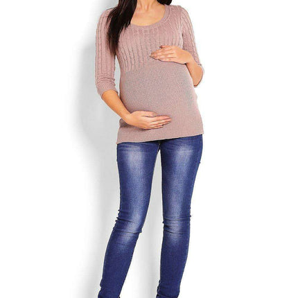 Elegant Maternity Knit Pullover with Peekaboo Design - Très Elite